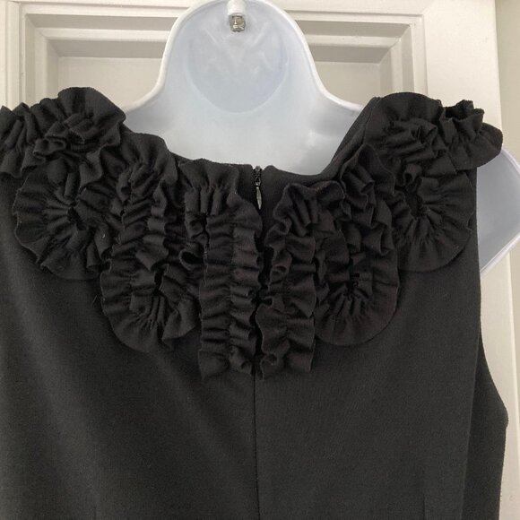 Adrienne Vittadini Black Sleeveless Knit Embossed Yolk Little Black Dress 10 - Picture 6 of 9